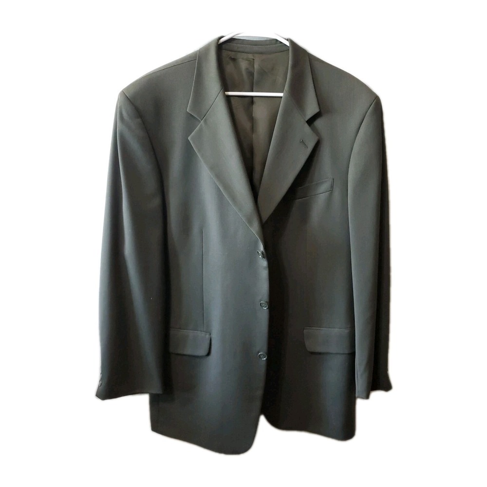 Albert Nipon blazer Men 44L Olive Green 100% Wool Preppy Academia Business